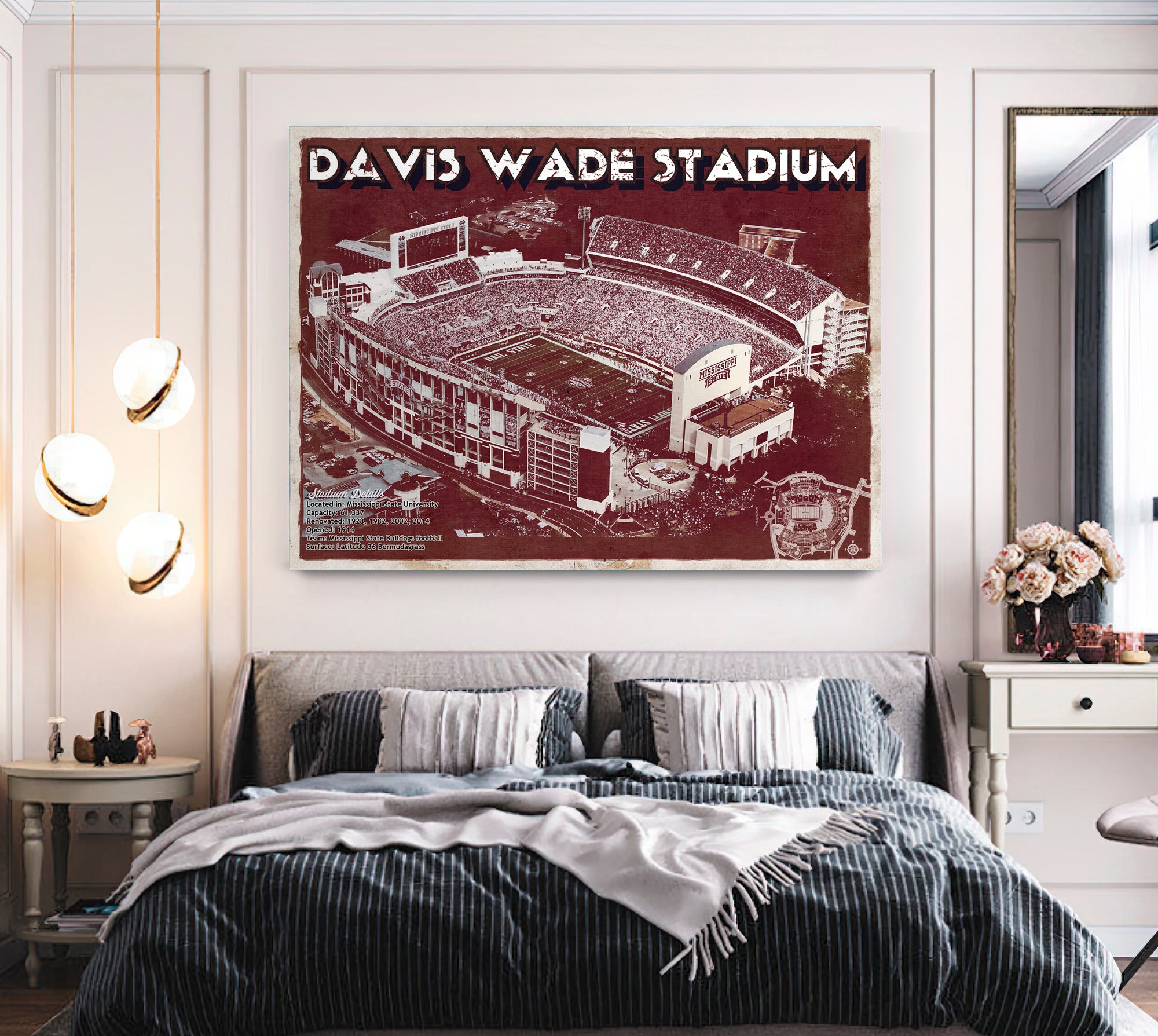 Davis Wade Stadium -  Mississippi State Football Vintage Art Print