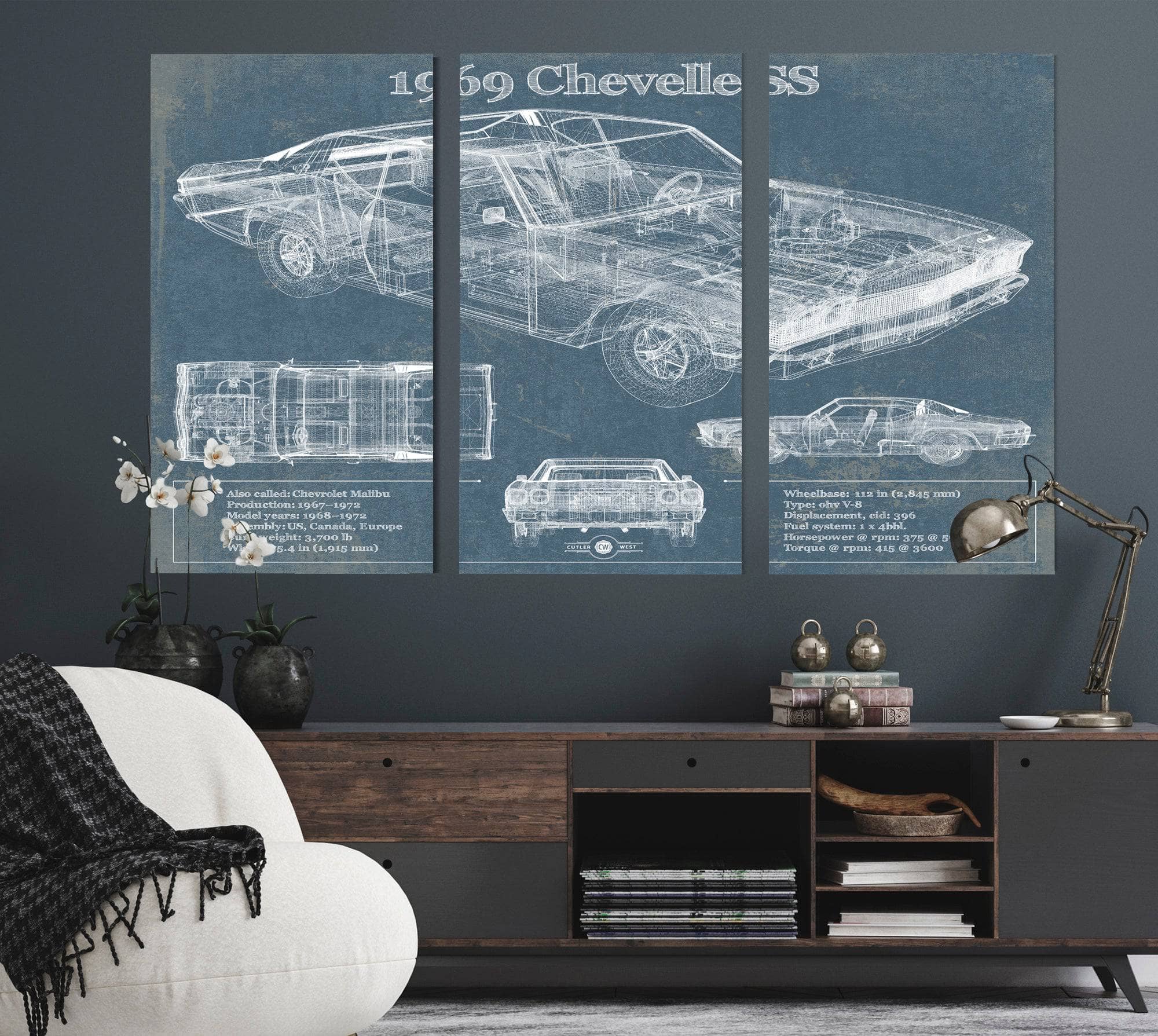 1969 Chevrolet Chevelle SS Original Blueprint Art