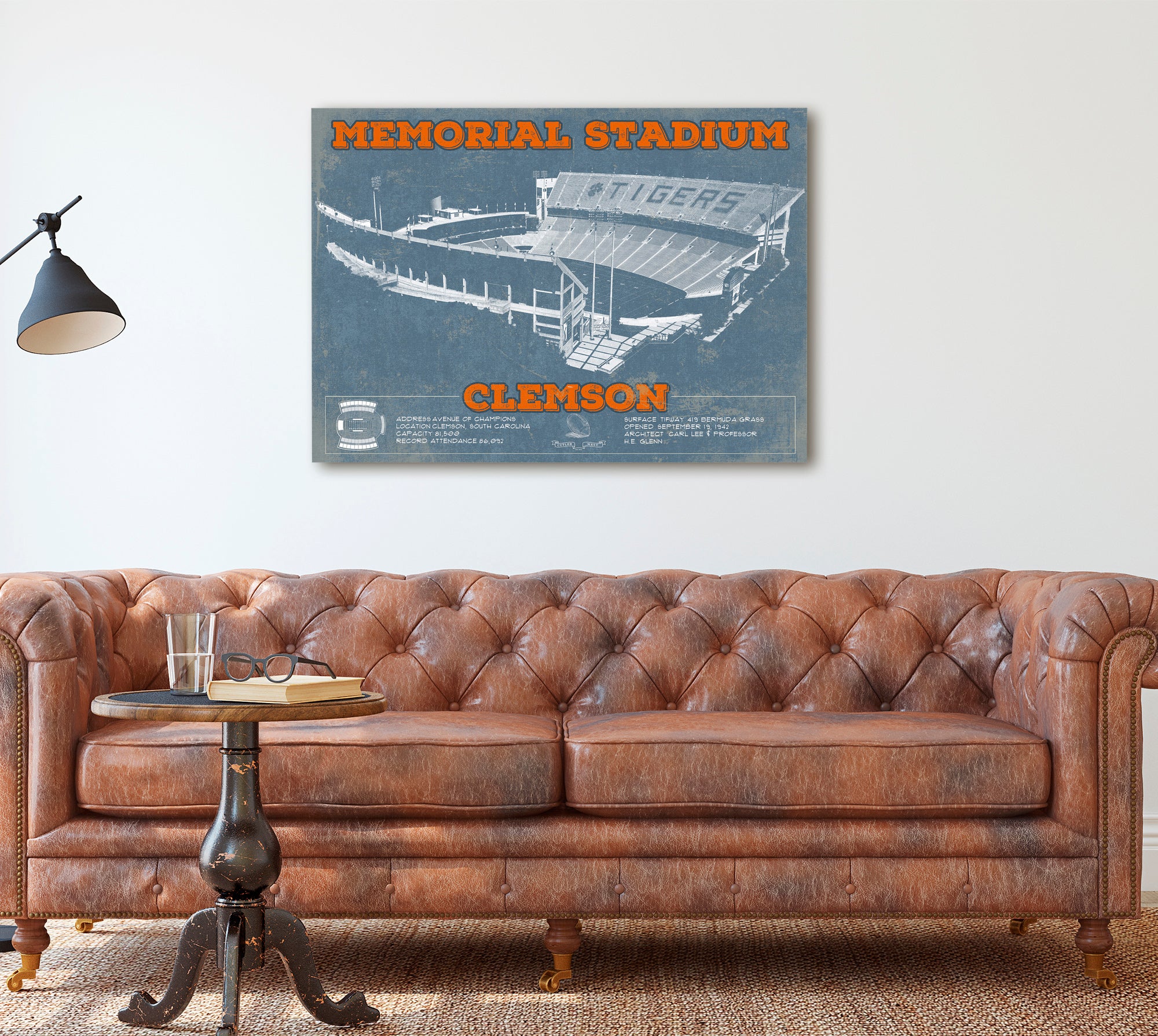 Team Color Vintage Clemson Tigers - Memorial Stadium Football Print