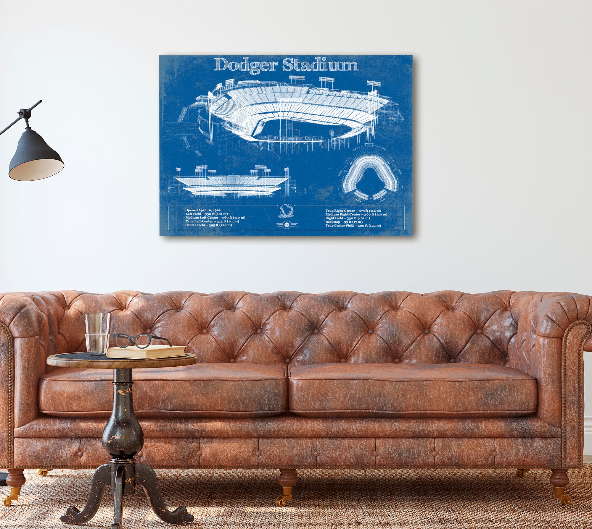 Vintage LA Dodgers Stadium Blueprint Baseball Print