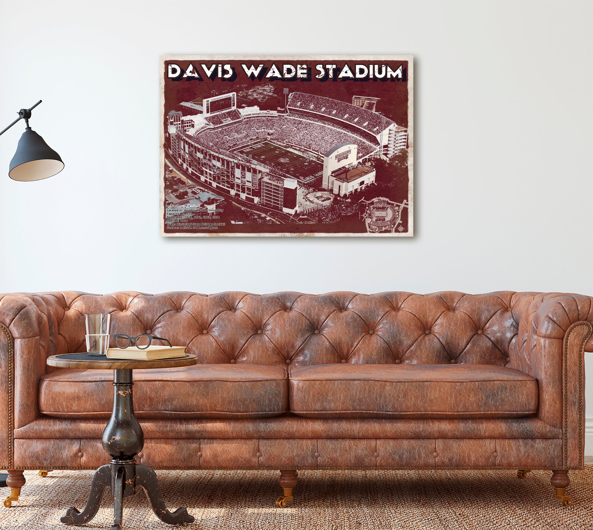 Davis Wade Stadium -  Mississippi State Football Vintage Art Print