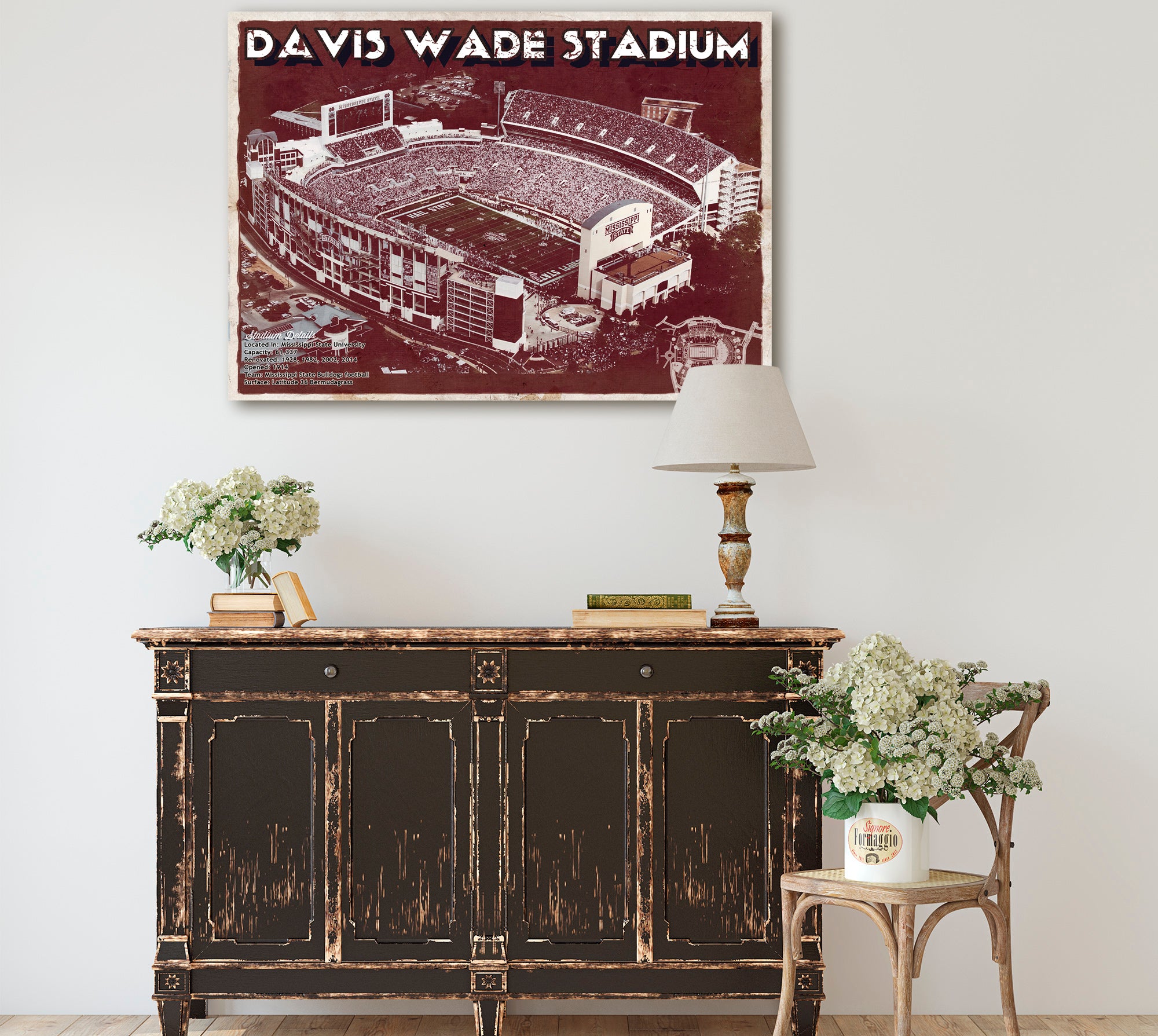 Davis Wade Stadium -  Mississippi State Football Vintage Art Print