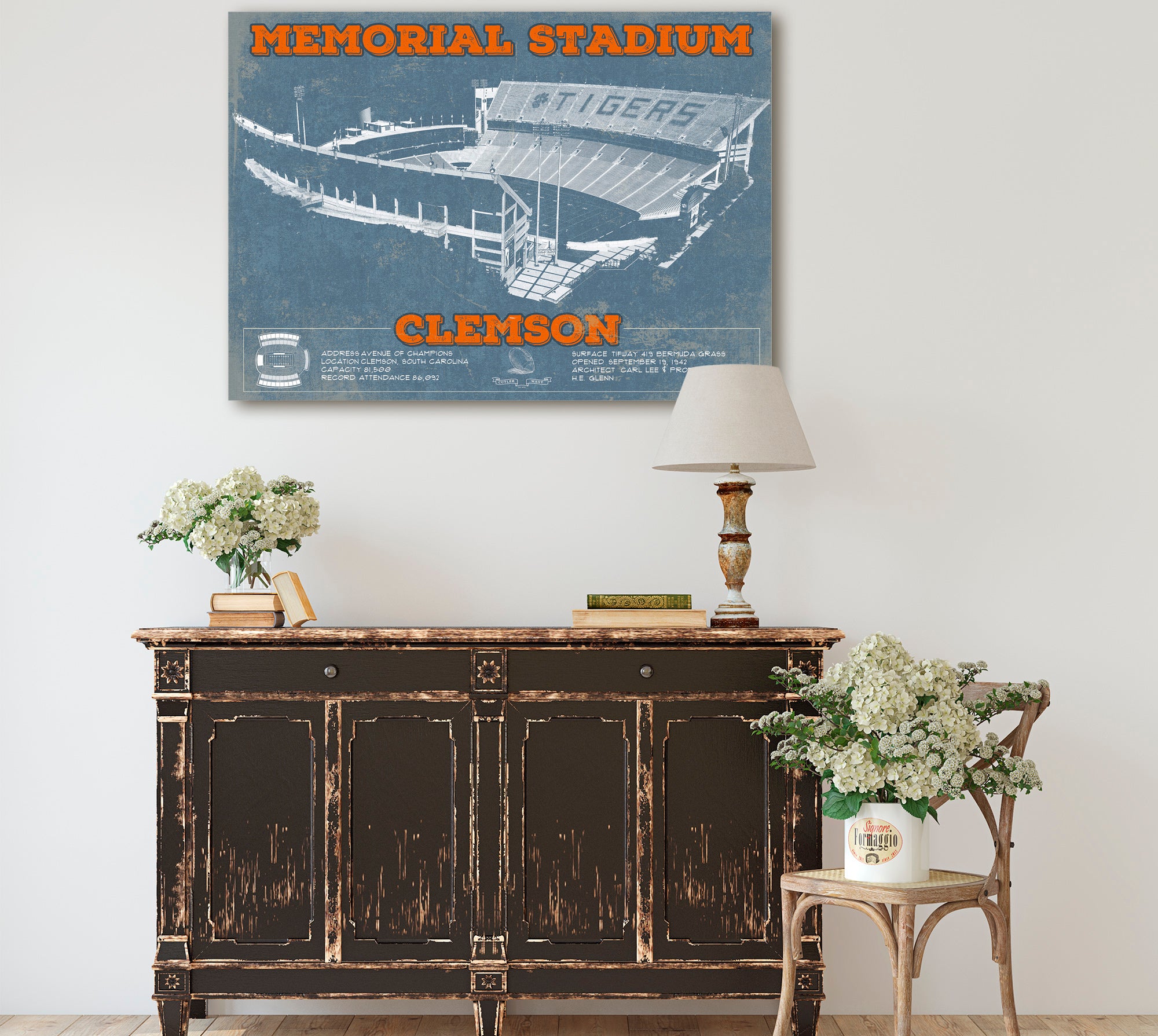 Team Color Vintage Clemson Tigers - Memorial Stadium Football Print