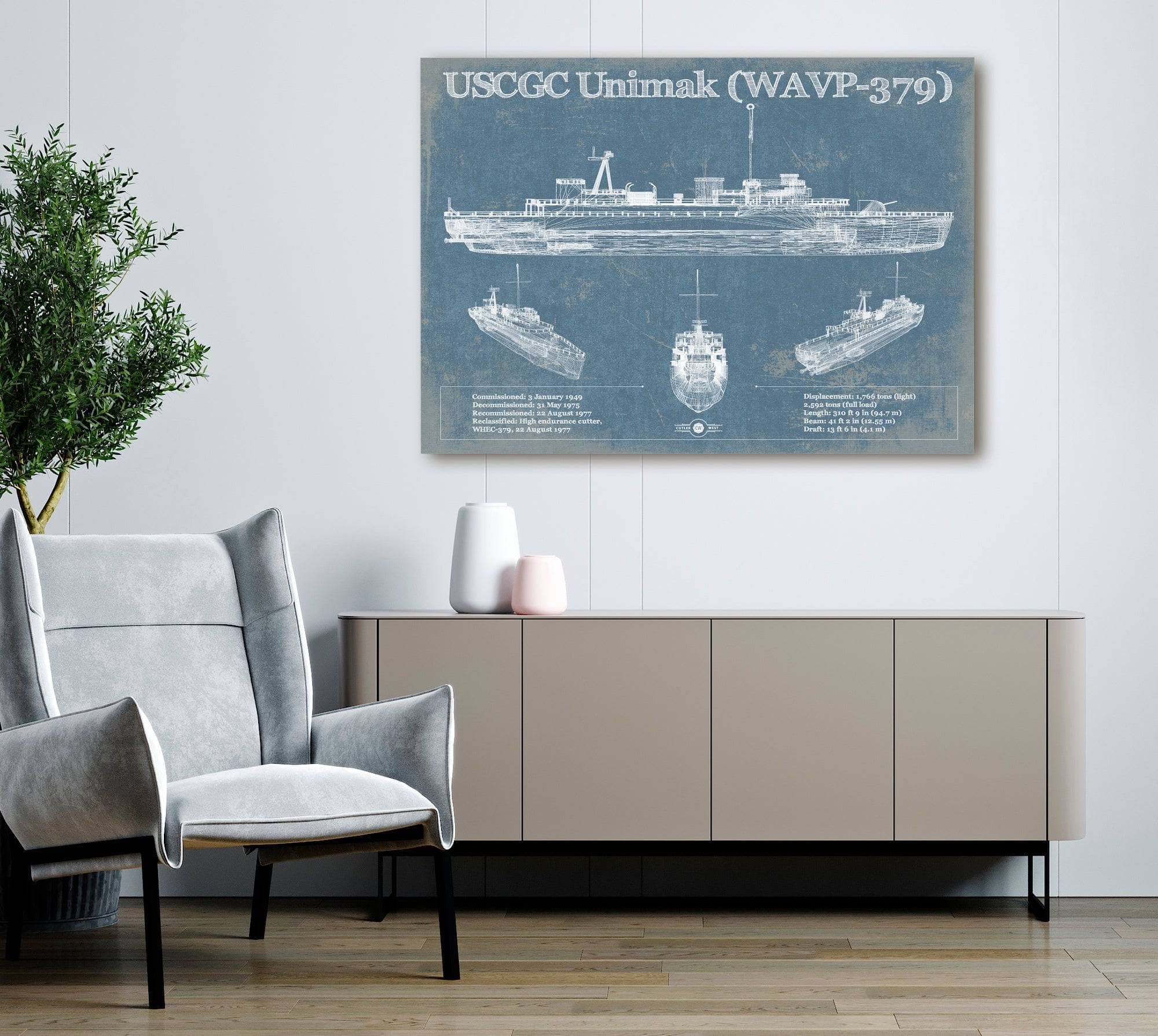 USCGC Unimak (WAVP-379) Blueprint Original Wall Art