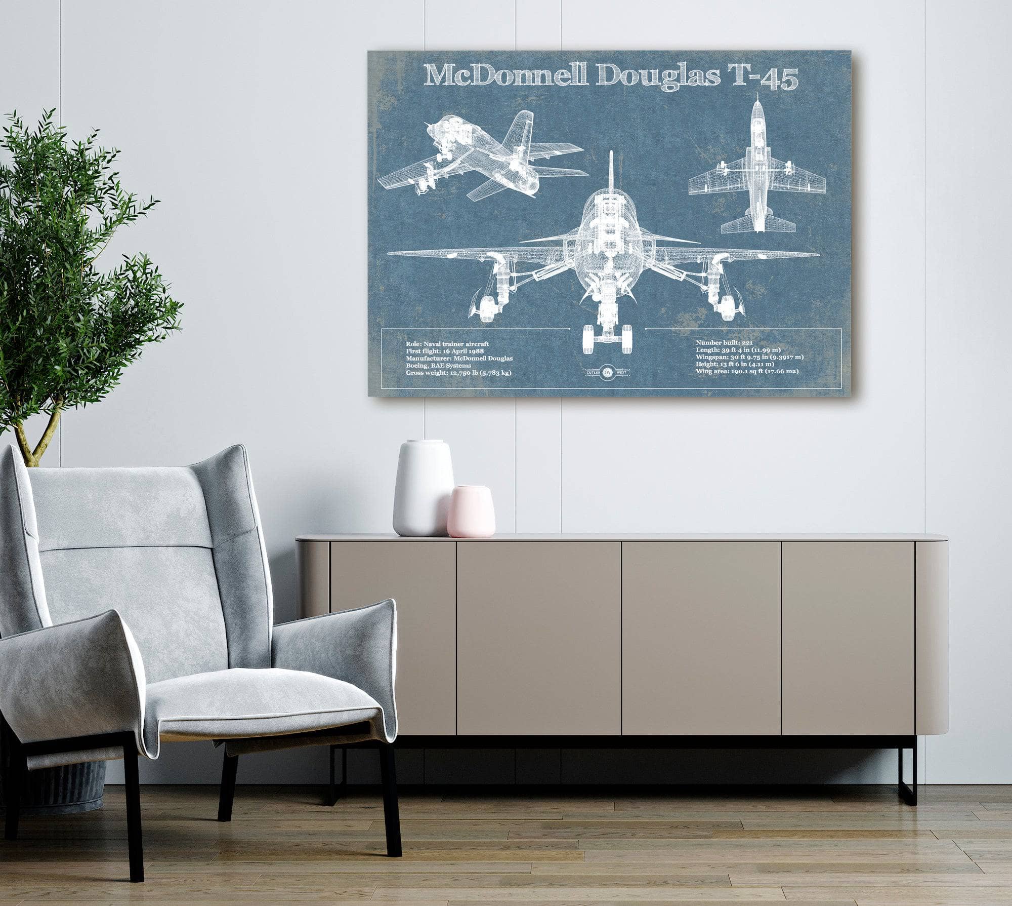 McDonnell Douglas T-45 Goshawk Blueprint Original Military Wall Art