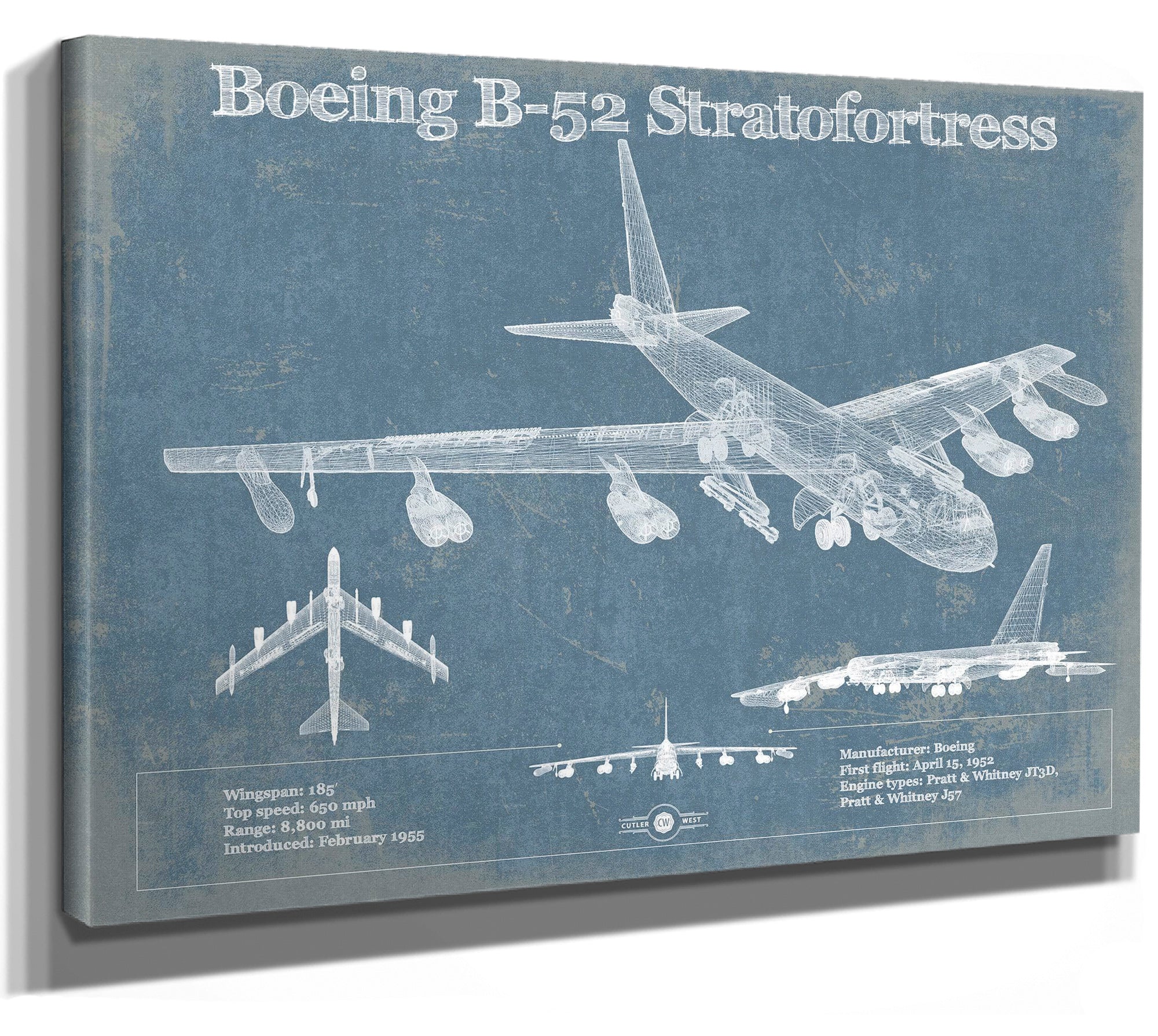 Boeing B-52 Stratofortress Patent Blueprint Original Military Wall Art