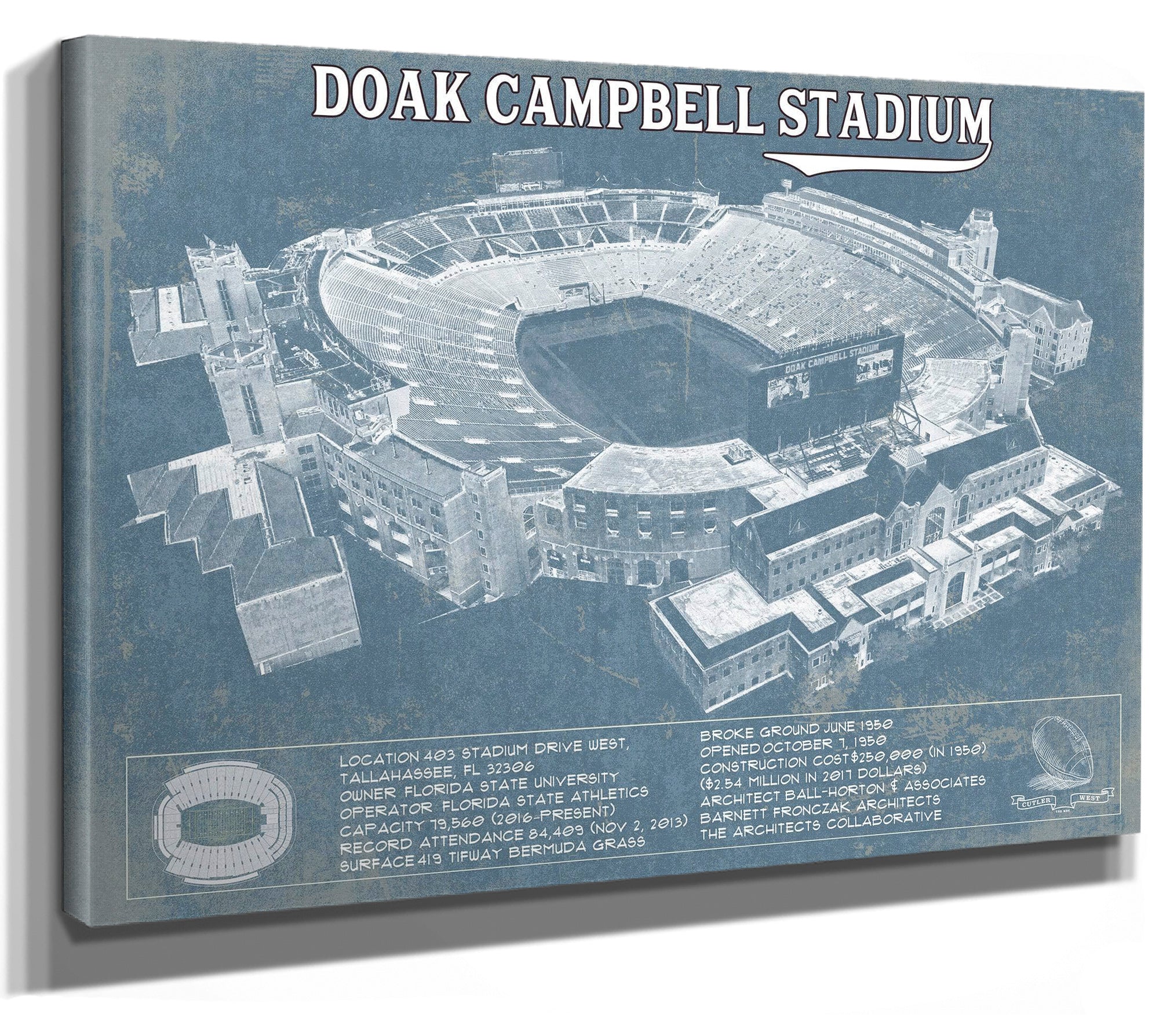 Florida State Seminoles Doak Campbell Stadium Vintage FSU College Football Team Color Art Print