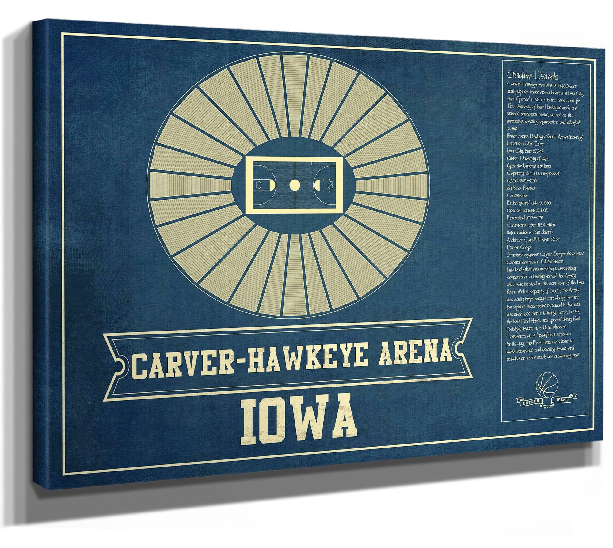 Carver–Hawkeye Arena Iowa Men's And Women's Basketball Vintage Print