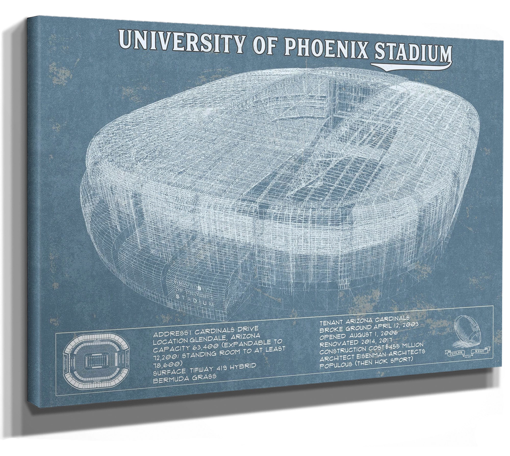 Arizona Cardinals University Of Phoenix Stadium Vintage Football Print