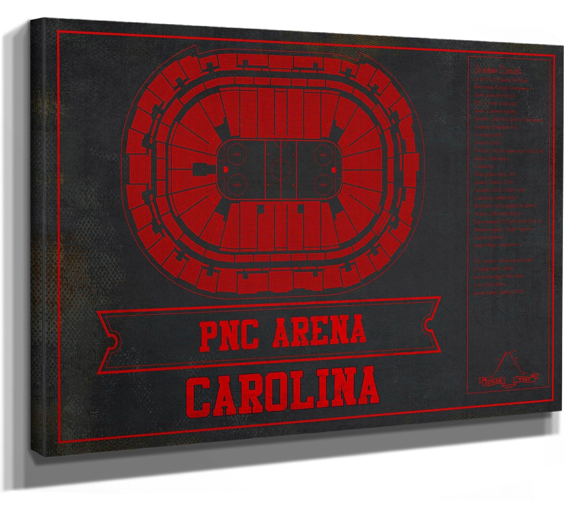 Carolina Hurricanes Team Colors PNC Arena Vintage Hockey Print