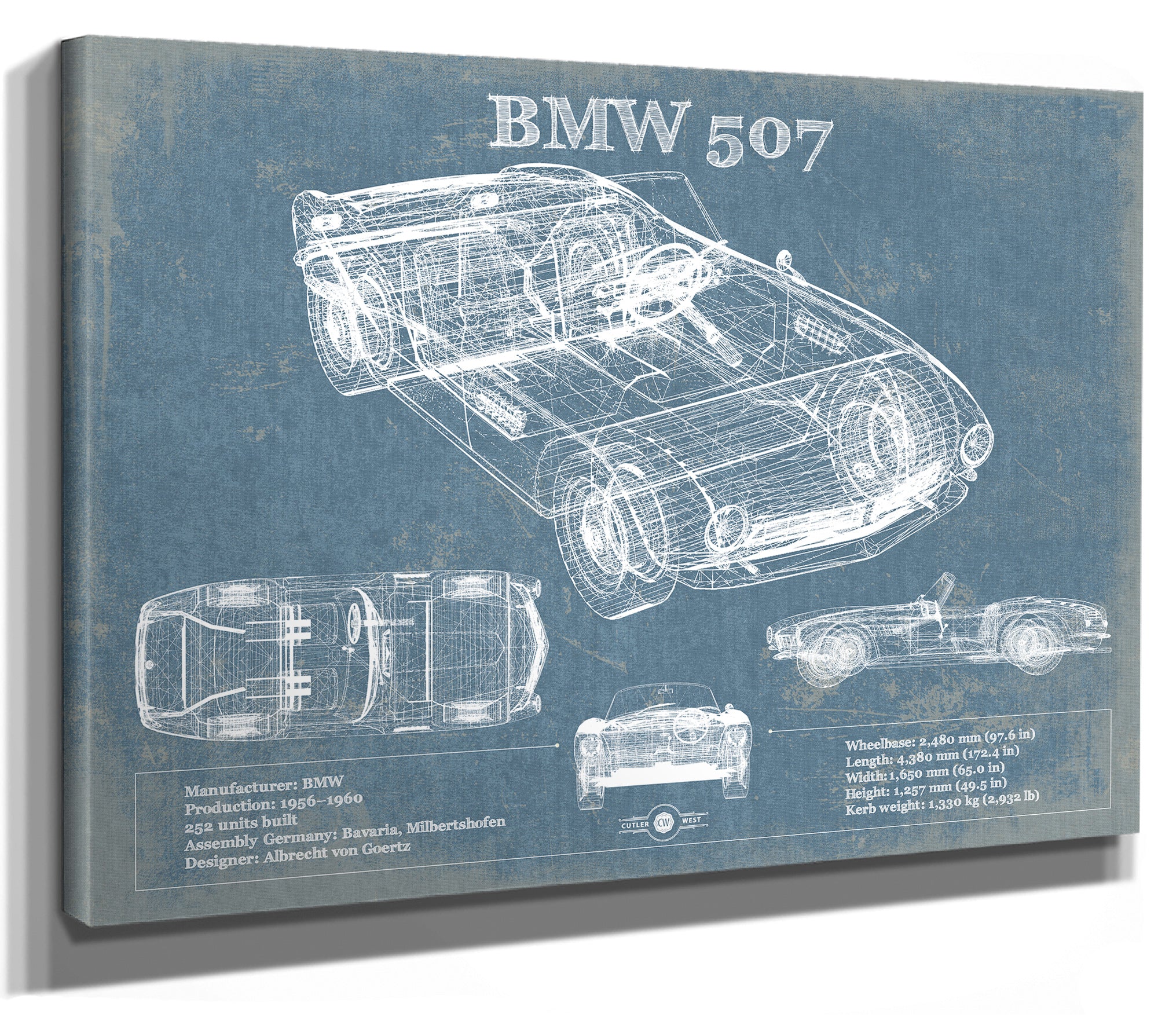BMW 507 Vintage Blueprint Auto Print
