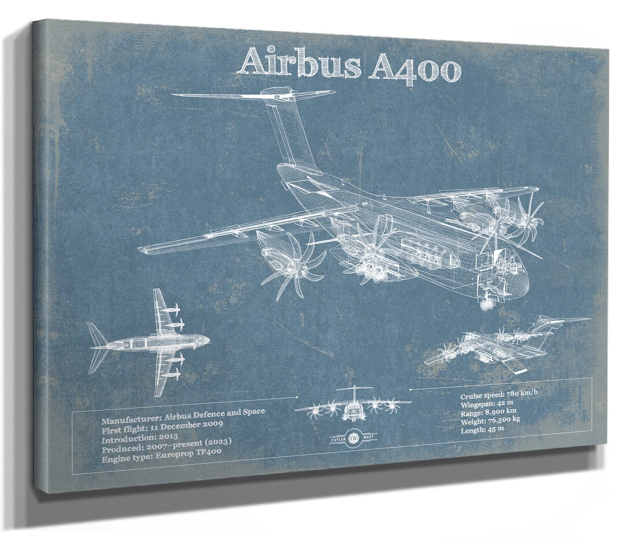 Airbus A400 Vintage Aviation Blueprint Print