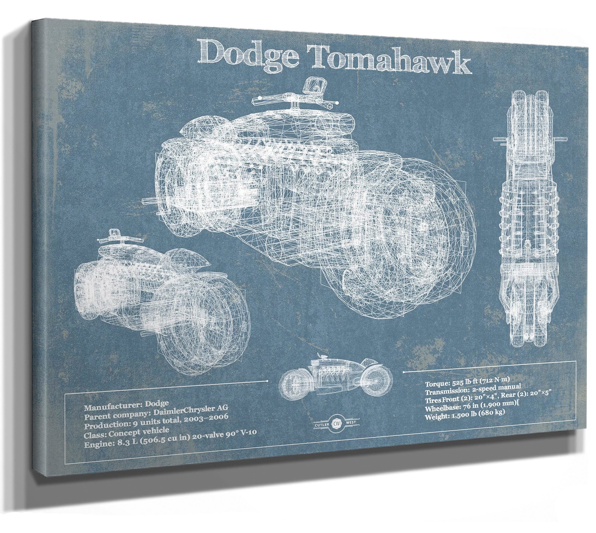 Dodge Tomahawk Vintage Blueprint Auto Print
