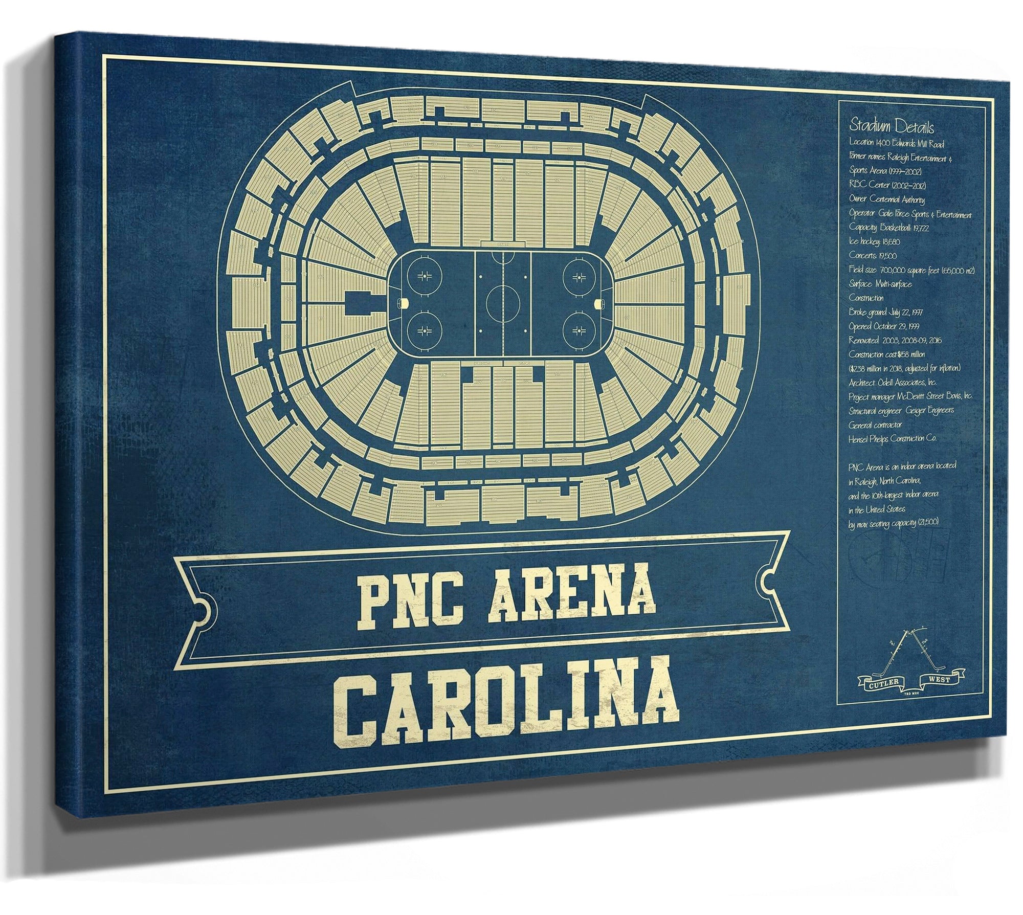 Carolina Hurricanes PNC Arena Vintage Hockey Print