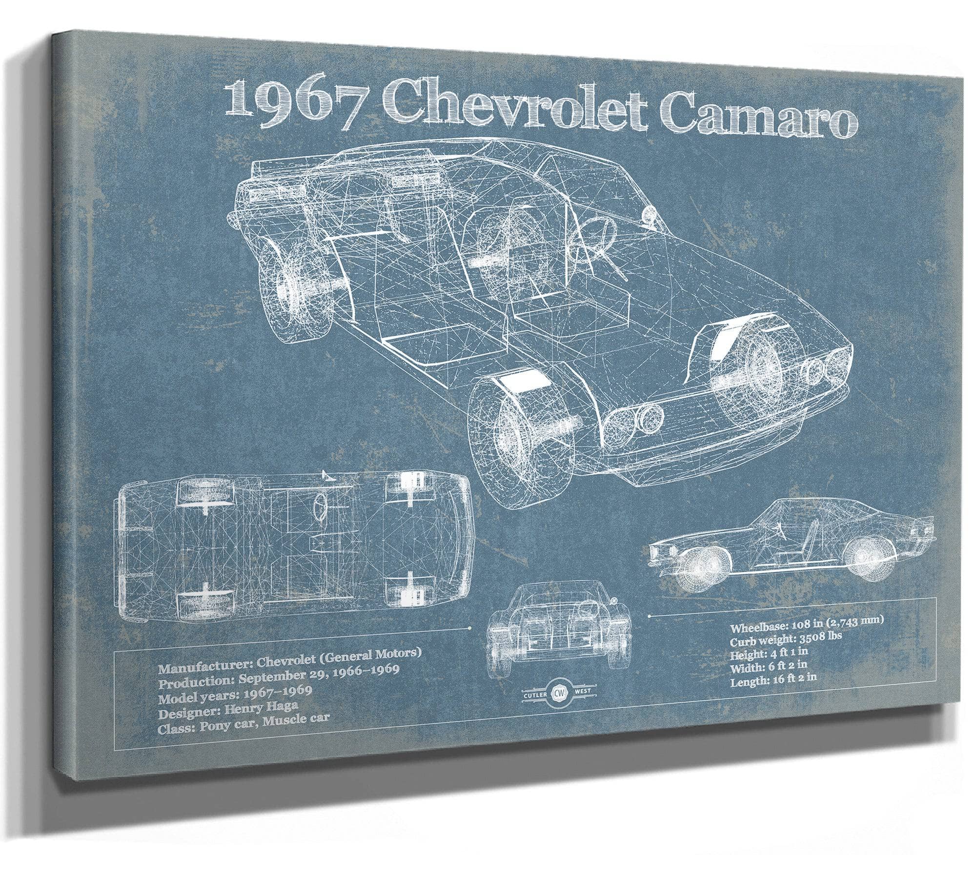 1967 Chevrolet Camaro Original Vintage Car Print