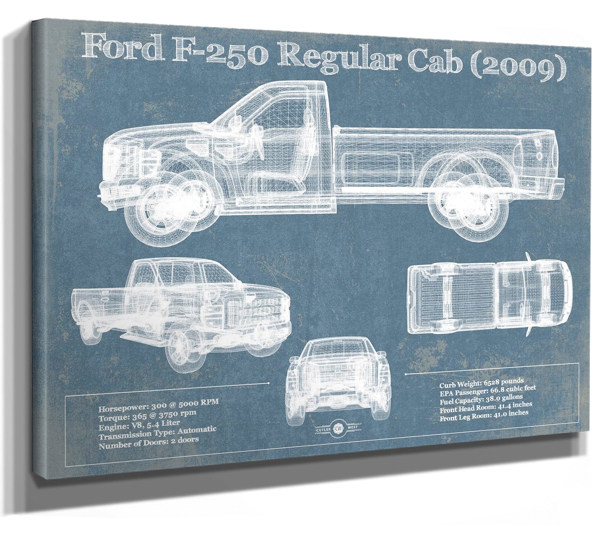 Ford F-250 Regular Cab (2009) Blueprint Vintage Auto Print