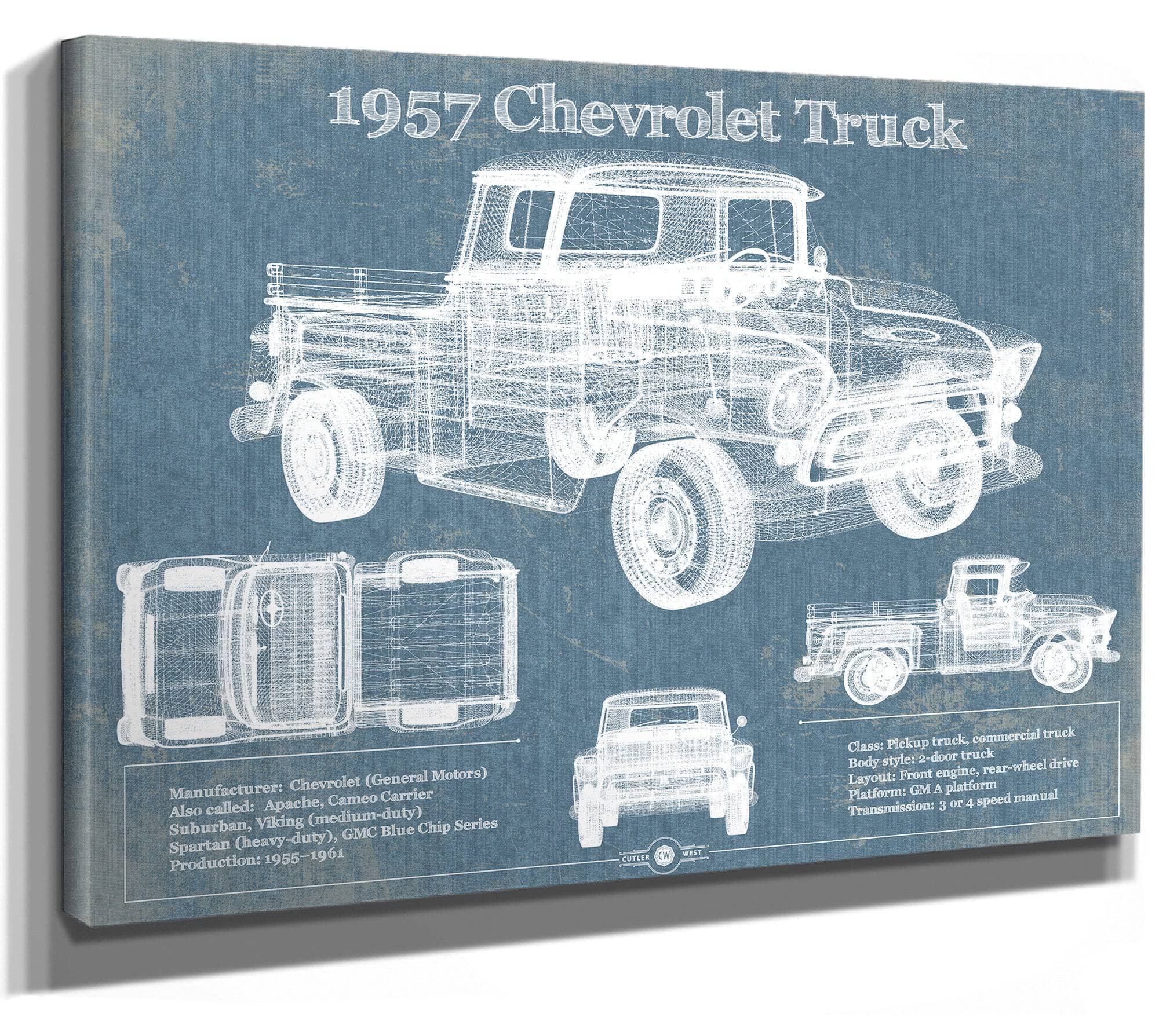 1957 Chevrolet Truck Vintage Blueprint Auto Print