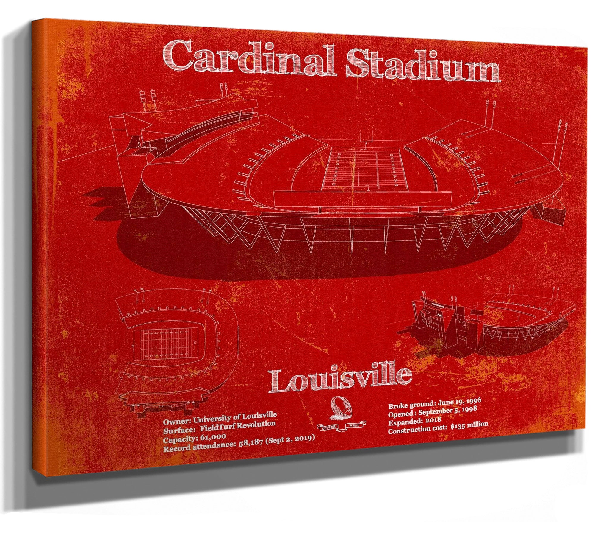 Cardinal Stadium Louisville Cardinals Football Vintage Art Print