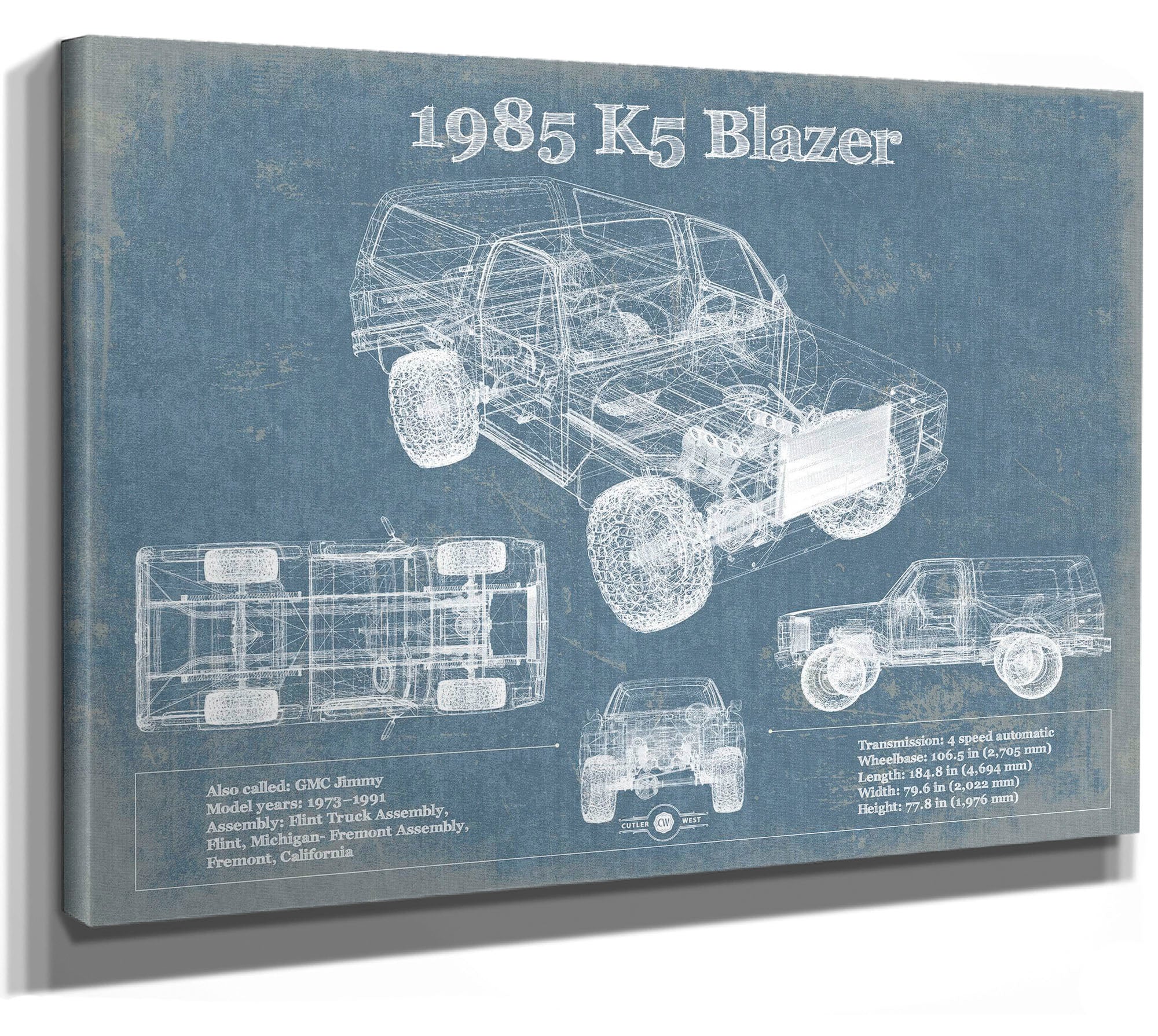 1985 Chevrolet K5 Blazer Blueprint Vintage Auto Patent Print