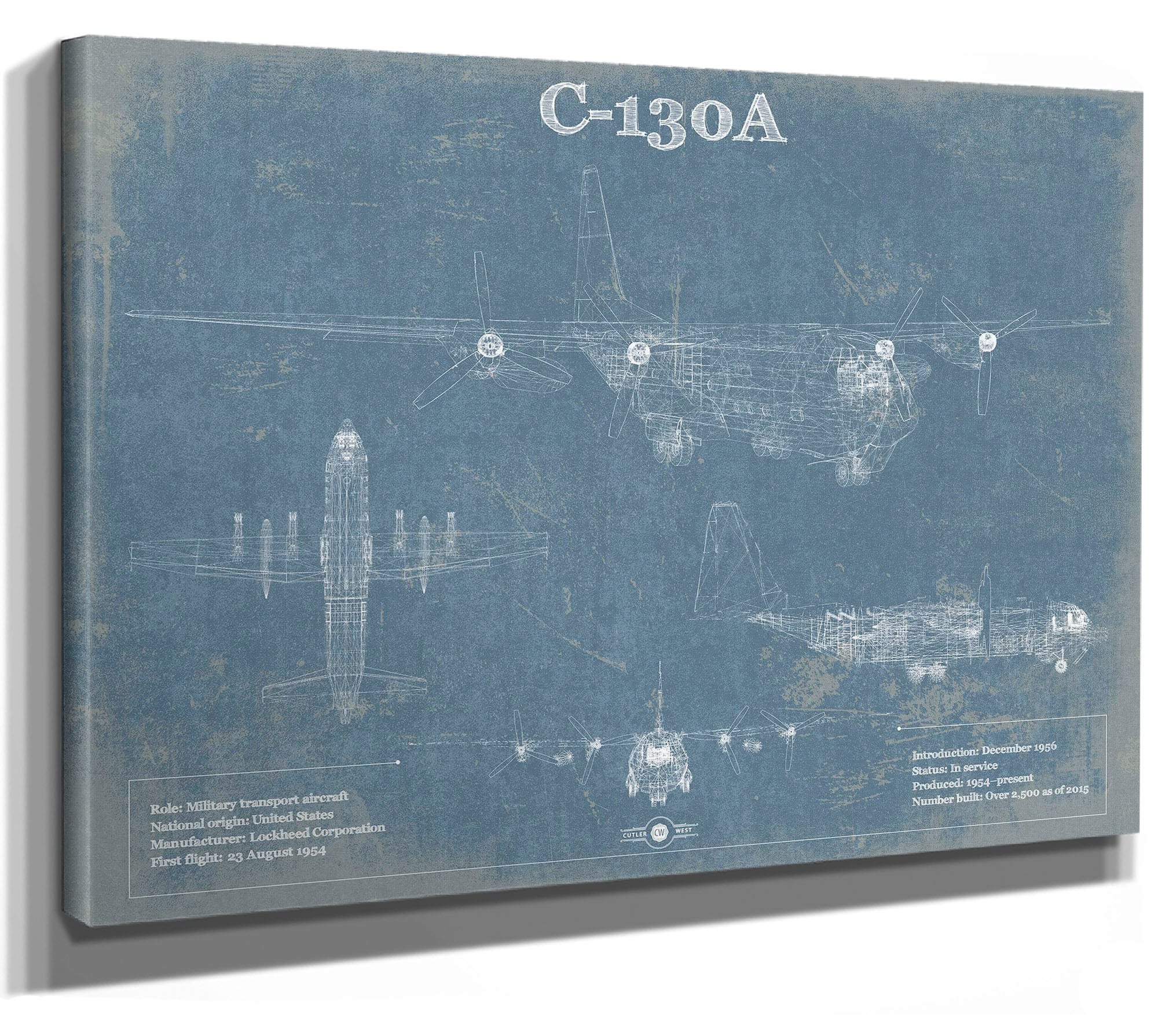 AC-130A Vintage Aviation Blueprint Military Print