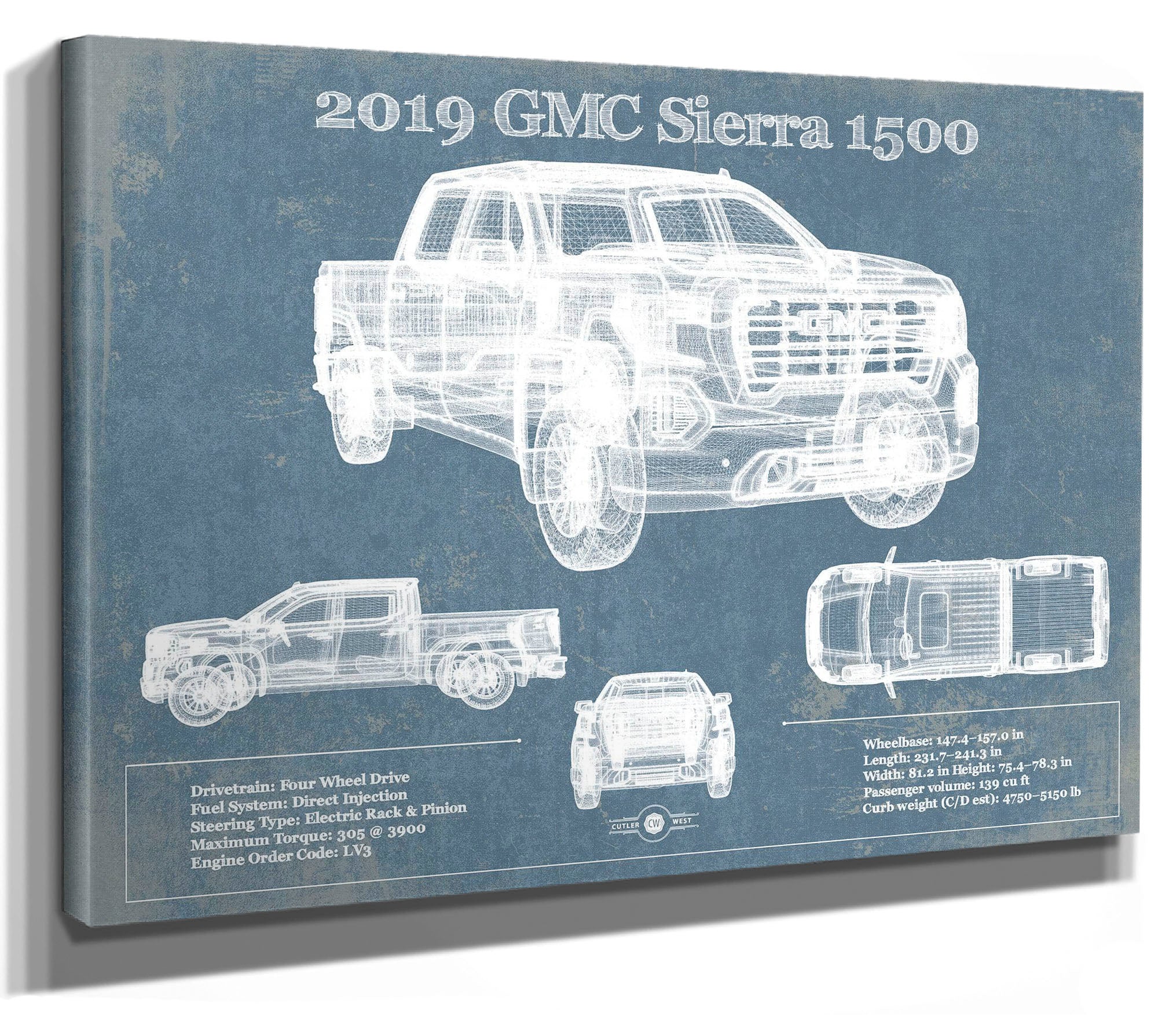 2019 GMC Sierra 1500 Vintage Blueprint Auto Print