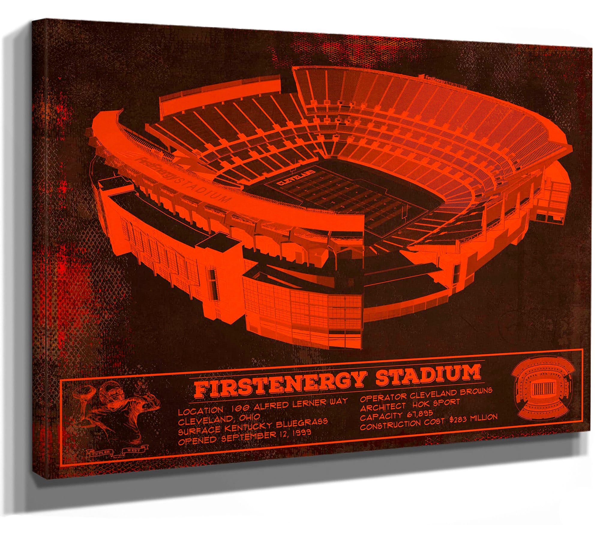 Cleveland Browns FirstEnergy Stadium - Vintage Football Print