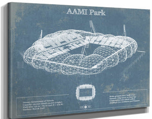 14" x 11" / Stretched Canvas Wrap Cutler West AAMI Park Vintage Australia Rugby and Soccer Stadium Print