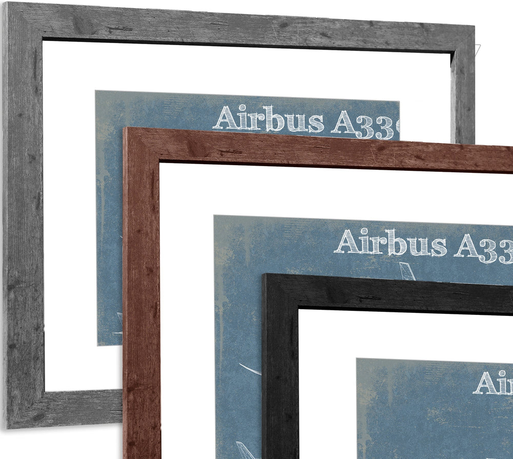 14" x 11" / Stretched Canvas Wrap Cutler West Airbus A330-900 Vintage Aviation Blueprint Print - Custom Pilot Name Can Be Added