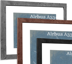 14" x 11" / Greyson Frame & Mat Cutler West Airbus A330-900 Vintage Aviation Blueprint Print - Custom Pilot Name Can Be Added