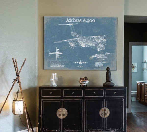 Cutler West Airbus A400 Vintage Aviation Blueprint Print
