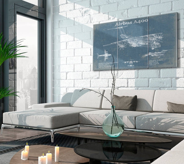 Cutler West Airbus A400 Vintage Aviation Blueprint Print
