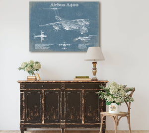 Cutler West Airbus A400 Vintage Aviation Blueprint Print