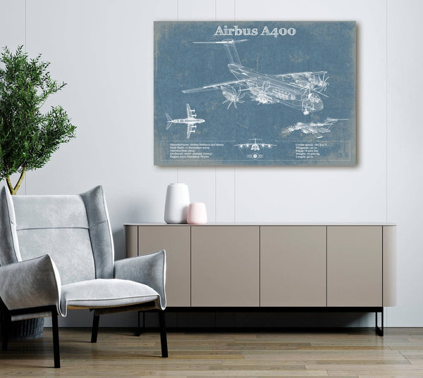 Cutler West Airbus A400 Vintage Aviation Blueprint Print