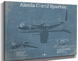 14" x 11" / Stretched Canvas Wrap Cutler West Alenia C-27J Spartan Patent Blueprint Original Military Wall Art