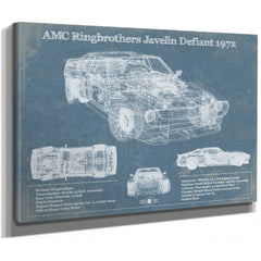 1972 AMC Ringbrothers Javelin Defiant Art Print as a stretched canvas wrap with gallery wrapped edges