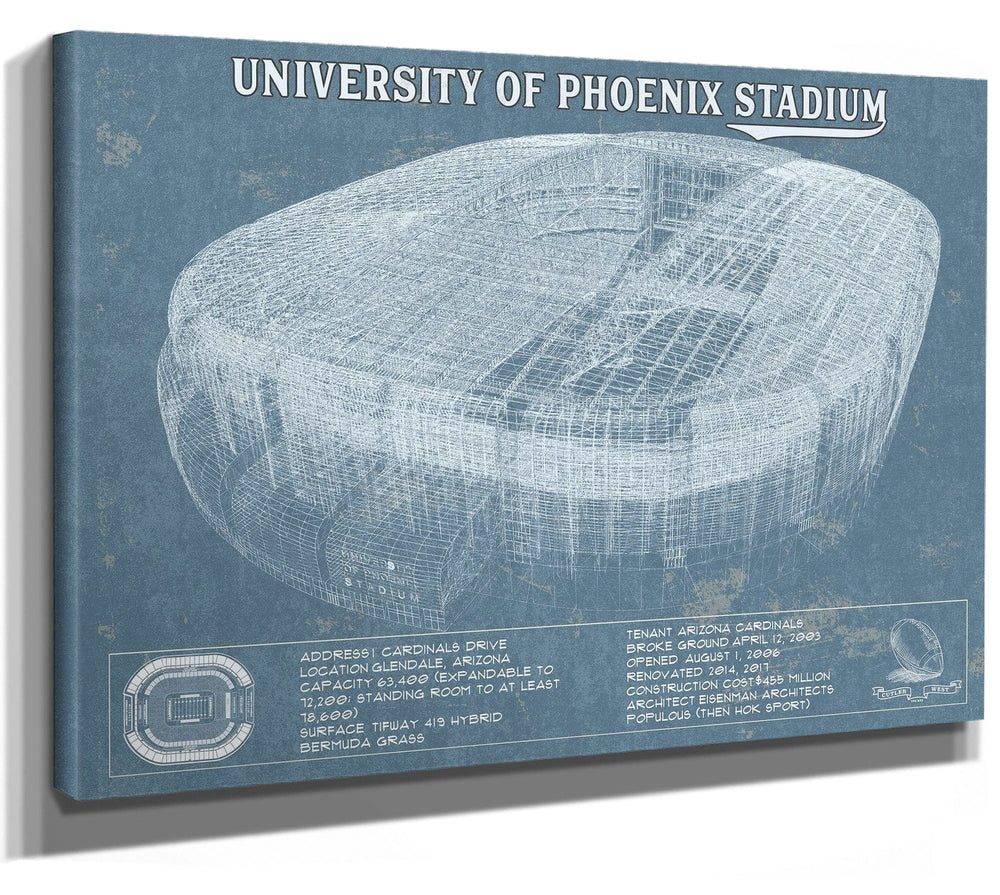 14" x 11" / Stretched Canvas Wrap Cutler West Arizona Cardinals University Of Phoenix Stadium Vintage Football Print