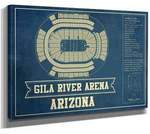 Cutler West Arizona Coyotes - Gila River Arena Vintage Hockey Blueprint NHL Print