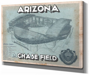 14" x 11" / Stretched Canvas Wrap Cutler West Arizona Diamondbacks - Chase Field Vintage Baseball Fan Print