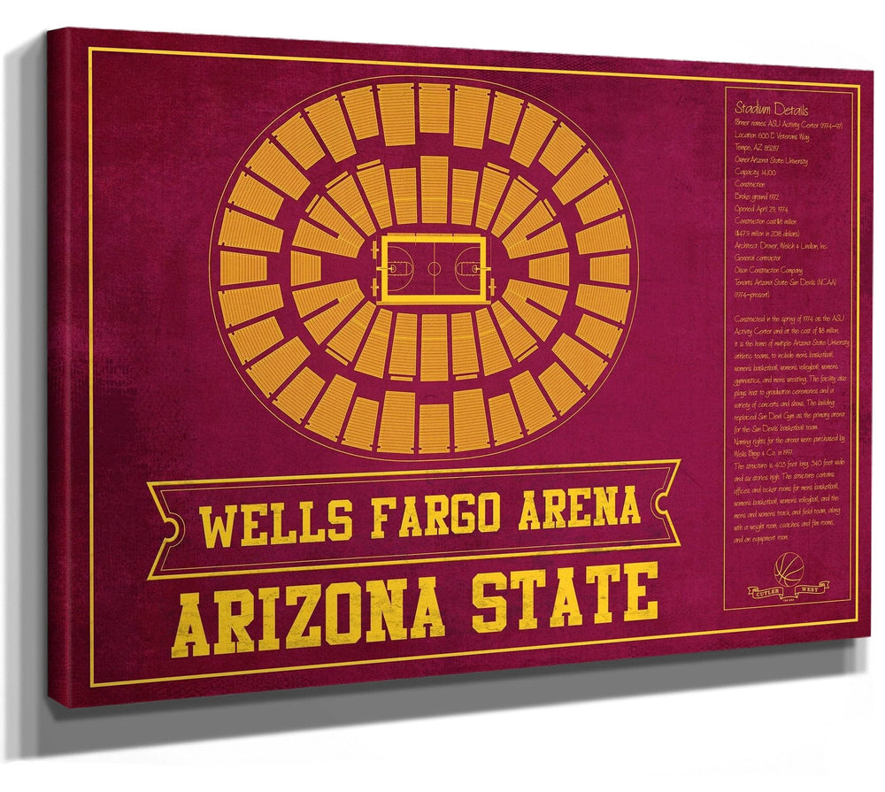 14" x 11" / Stretched Canvas Wrap Cutler West Arizona State University Wells Fargo Arena Teamcolor Seating Chart