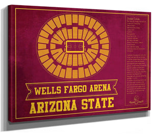 14" x 11" / Stretched Canvas Wrap Cutler West Arizona State University Wells Fargo Arena Teamcolor Seating Chart