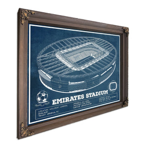 Arsenal Football Club Emirates Stadium Print in a Bourbon stained wood frame with antique gold corners