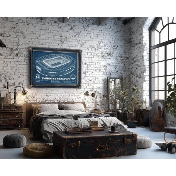 Arsenal Football Club Emirates Stadium Print framed in Vintage Black in a farmhouse entryway