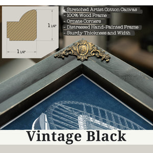 Vintage Black frame corner detail, 1.5 inch ornate wood moulding, Arsenal Football Club Emirates Stadium Print