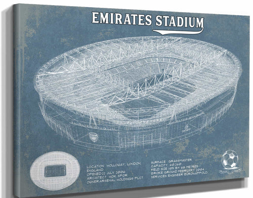 14" x 11" / Stretched Canvas Wrap Cutler West Arsenal Football Club Emirates Stadium Soccer Vintage Print