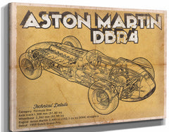 14" x 11" / Stretched Canvas Wrap Cutler West Aston Martin DBR4 Formula One Race Car Print