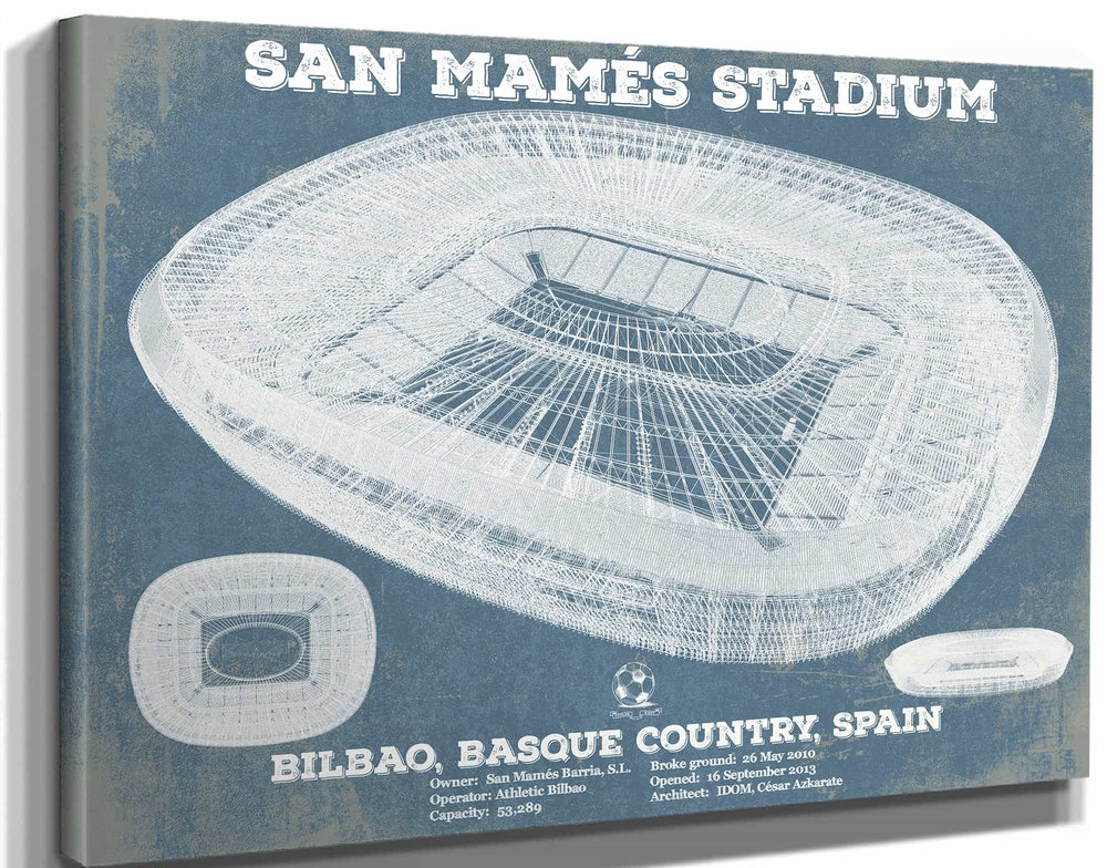 14" x 11" / Stretched Canvas Wrap Cutler West Athletic Bilbao - San Mamés Stadium Soccer Print