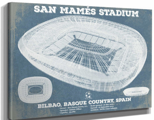 14" x 11" / Stretched Canvas Wrap Cutler West Athletic Bilbao - San Mamés Stadium Soccer Print