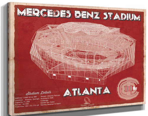 14" x 11" / Stretched Canvas Wrap Cutler West Atlanta Falcons - Mercedes-Benz Stadium NFL Team Print