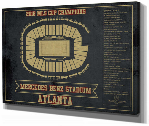 14" x 11" / Stretched Canvas Wrap Cutler West Atlanta United F.C. - Mercedes-Benz Stadium Stadium Vintage Soccer Print