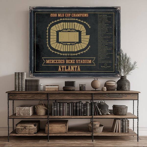 Atlanta United FC - Mercedes-Benz Stadium Print canvas print size guide 24x18 36x24 48x36 inches